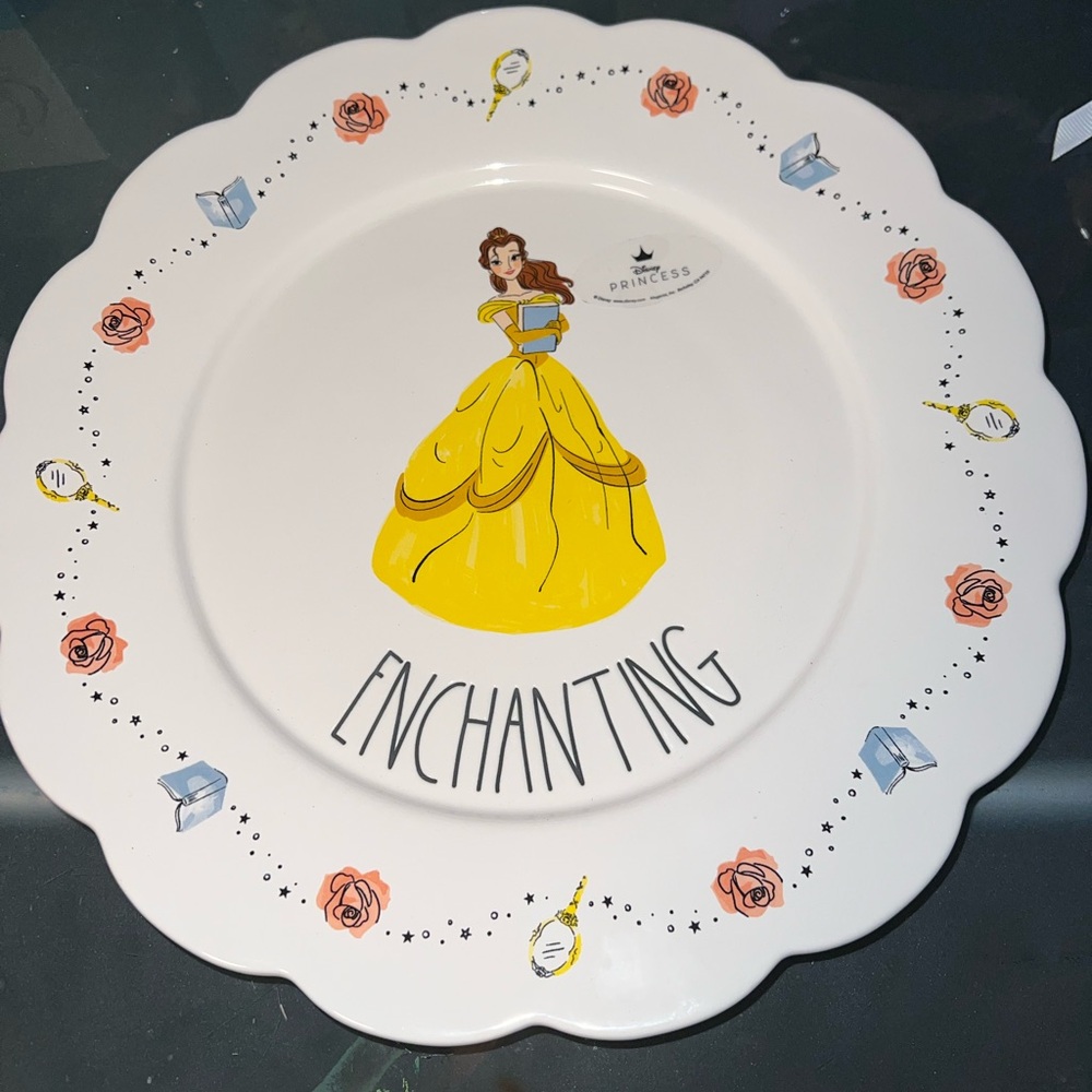 Rae Dunn Yellow and White Enchanting Dinnerware Plate
